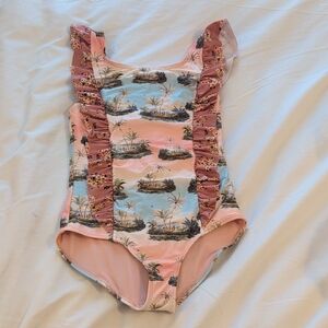 Agua Bendita Floral Swimsuit in Pink and Cream